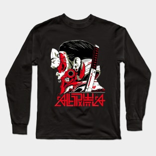 Vaporwave Cyberpunk Aesthetic Samurai Long Sleeve T-Shirt